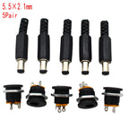10PCS (5Pairs) DC12V 5.5 x 2.1mm Plastic Male Plugs DC022 DC Power Socket Female Jack Screw Nut Panel Mount Connector