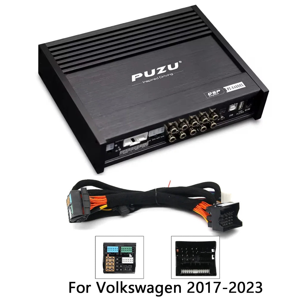 PUZU PZ-X4800S 6core 32bit 8CH With Power Car Audio DSP Digital Signal Processor Built In Amplifier 8X150W Support BT5.0 OPT