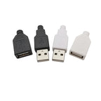 10Pcs USB 2.0 Type A Male Plug/Female Socket 4 Pin Soldering Connector USB Port Charging Data Cable Repair DIY Assembly Adapter