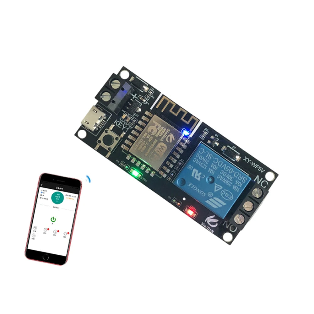 Sinilink WIFI Mobile Phone Remote Control Relay Module DC5V DC6~36V Smart Home Phone APP ESP-12F Long Range Remote Control Board