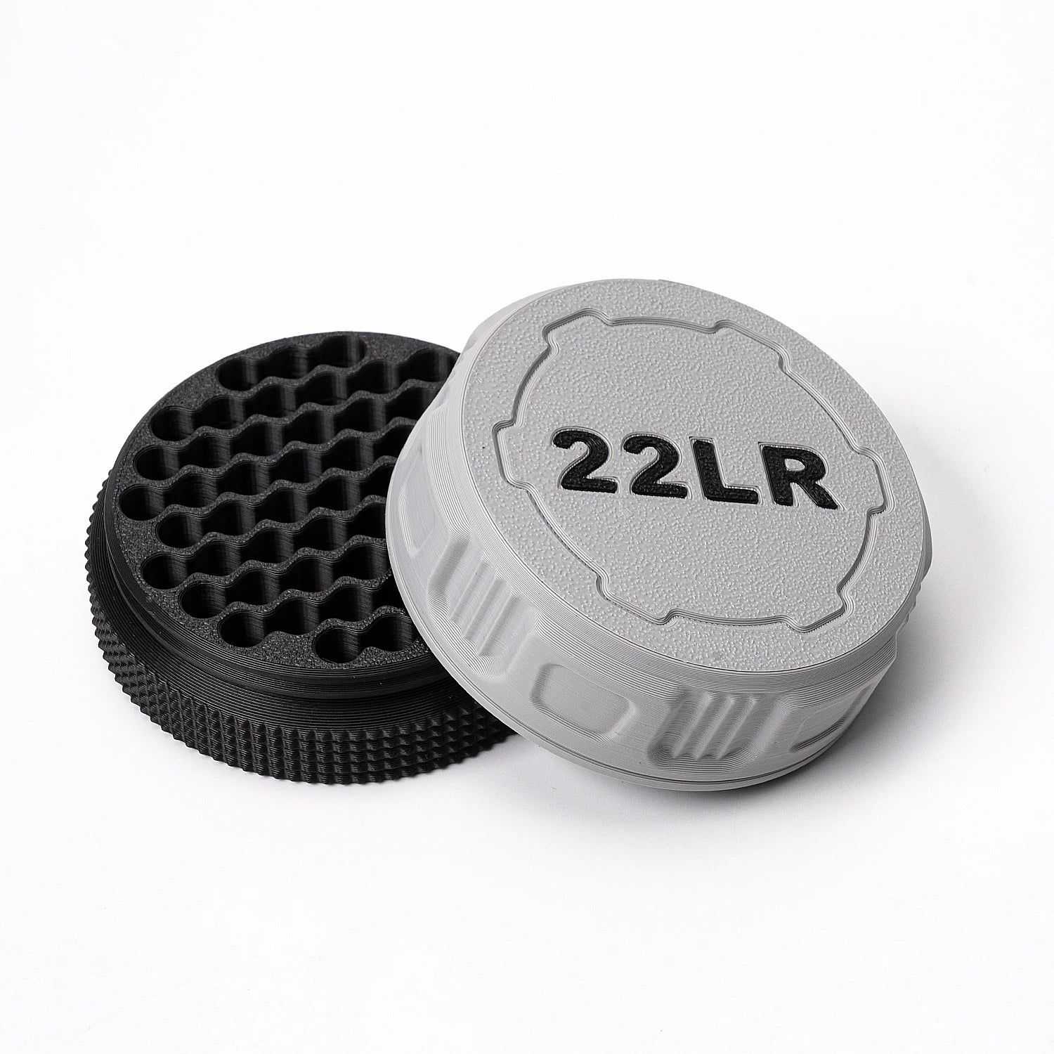 A compact storage case capable of holding 55 .22LR rounds—convenient for carrying to the shooting range.