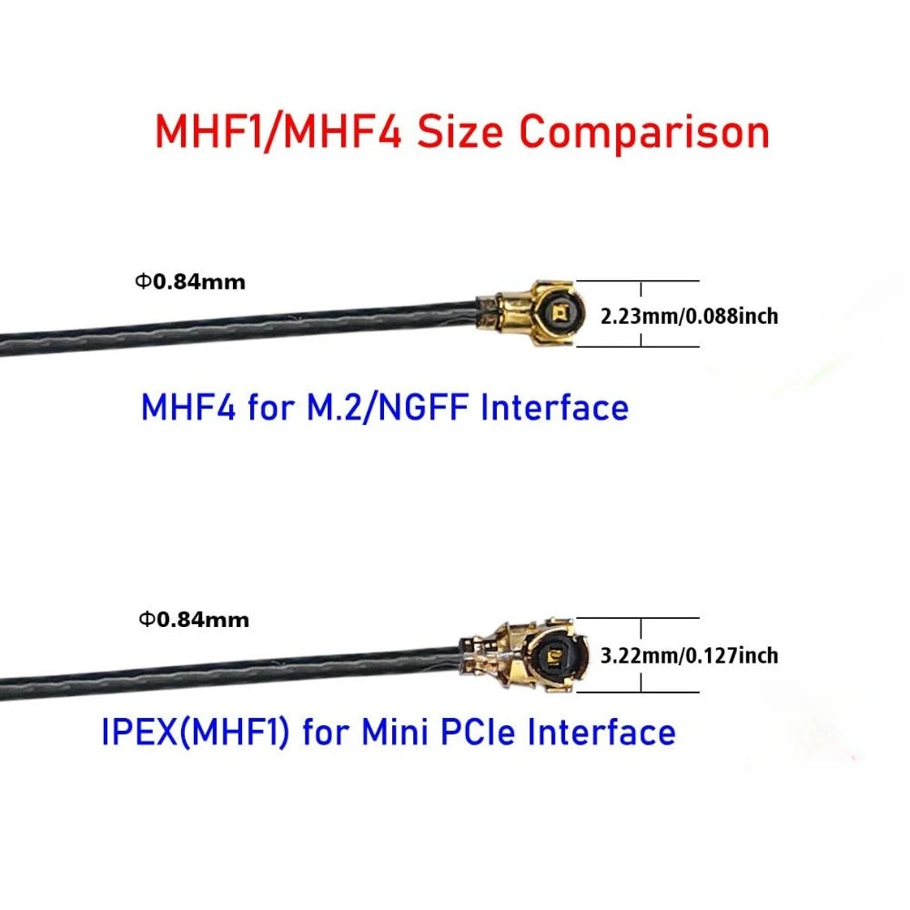 2pcs 2.4GHz 5.8GHz Dual Band WiFi Antenna PCB Internal Antennas with 12cm Cable for M.2 7265 8265 9260 9560 AX200 Card
