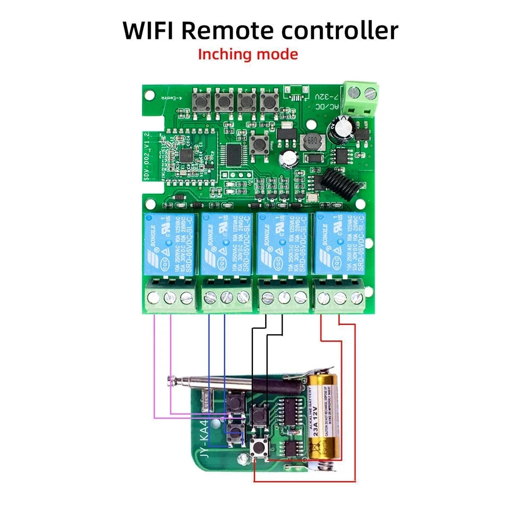 1/2/4CH EWeLink WIFI Smart Switch 7-32V 85-250V 220V Wireless Remote Control Relay Module For Garage Door Access Alexa Google