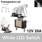 Auto Car Boat Truck 12V LED Toggle Switch Light Illuminated 3pin ON Off 20A with Safety Aircraft Flip Up Cover Guard Red Green