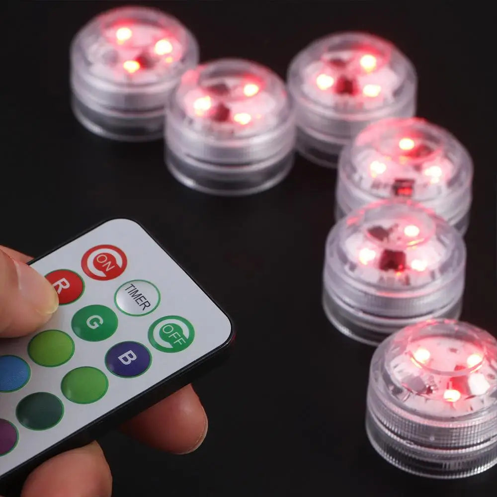 Submersible LED Lights Waterproof RGB Underwater Light For Wedding Tea Light Hot Tub Pond Pool Bathtub Aquarium Party Vase Decor