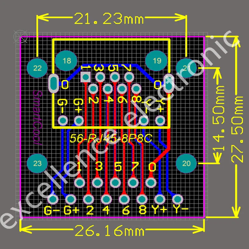 RJ45 Network Port Test Board with LED Indicator Horizontal 8P Female Socket Adapter Circuit Board for Network Troubleshooting