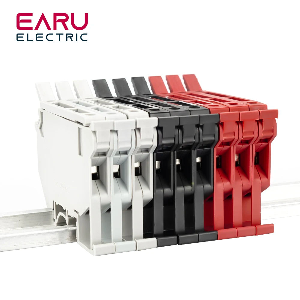 10Pcs/lot Din Rail Terminal Blocks UK-5-HESI Black Connector Screw Fuse Terminal Block Connector Screw Fuse Holder Conductor