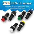 2PCS PBS-11A PBS-11B 12mm self-locking Plastic Push Button Switch Latching Switchs 3A 250V AC 2PIN