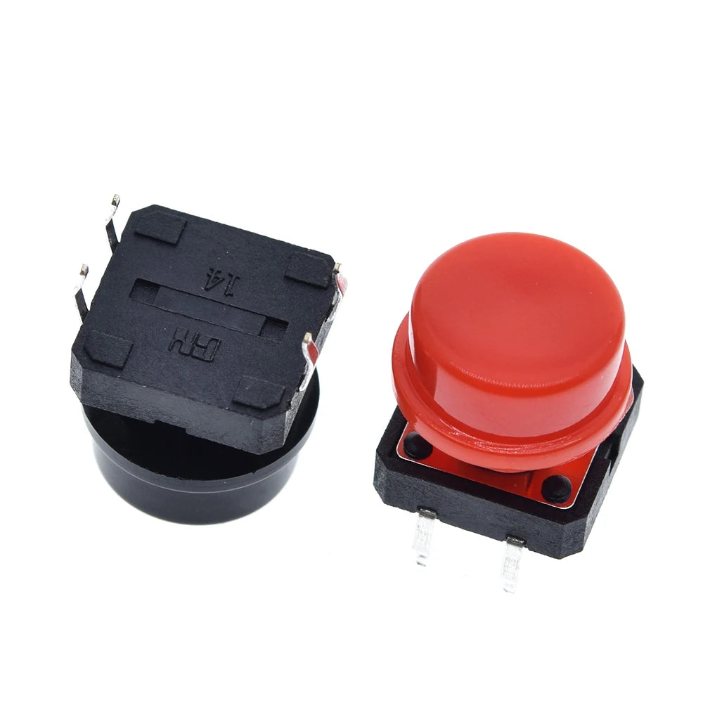TZT 25PCS Tactile Push Button Switch Momentary 12*12*7.3MM Micro switch button + 25PCS Tact Cap(5 colors) for Arduino Switch