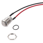 5pcs Switch Silver Shell with pre-Wiring IP65 Waterproof Push Button 12mm Momentary Push Button