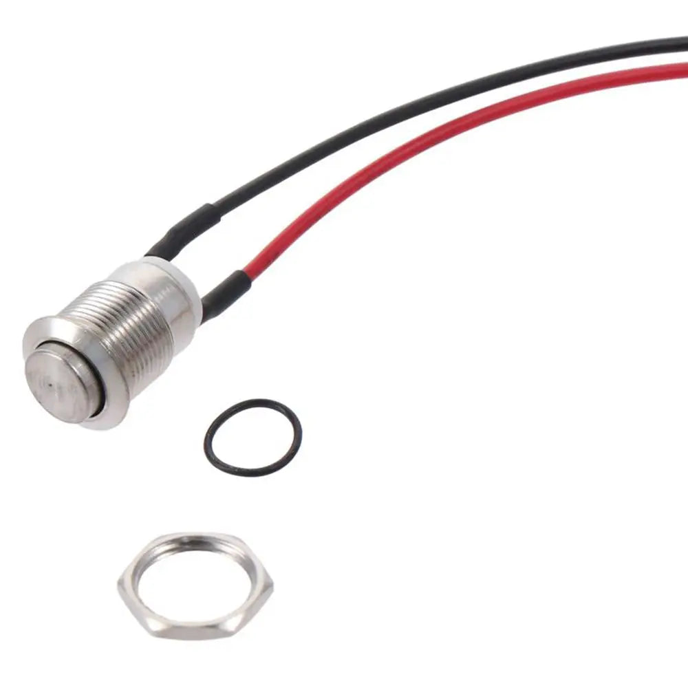 5pcs Switch Silver Shell with pre-Wiring IP65 Waterproof Push Button 12mm Momentary Push Button