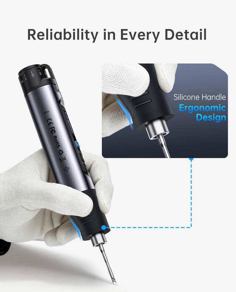 FNIRSI HS-03 Wireless Soldering Iron 10W Rechargeable Portable Soldering Iron 100-450℃ Adjustable Professional Soldering Kit