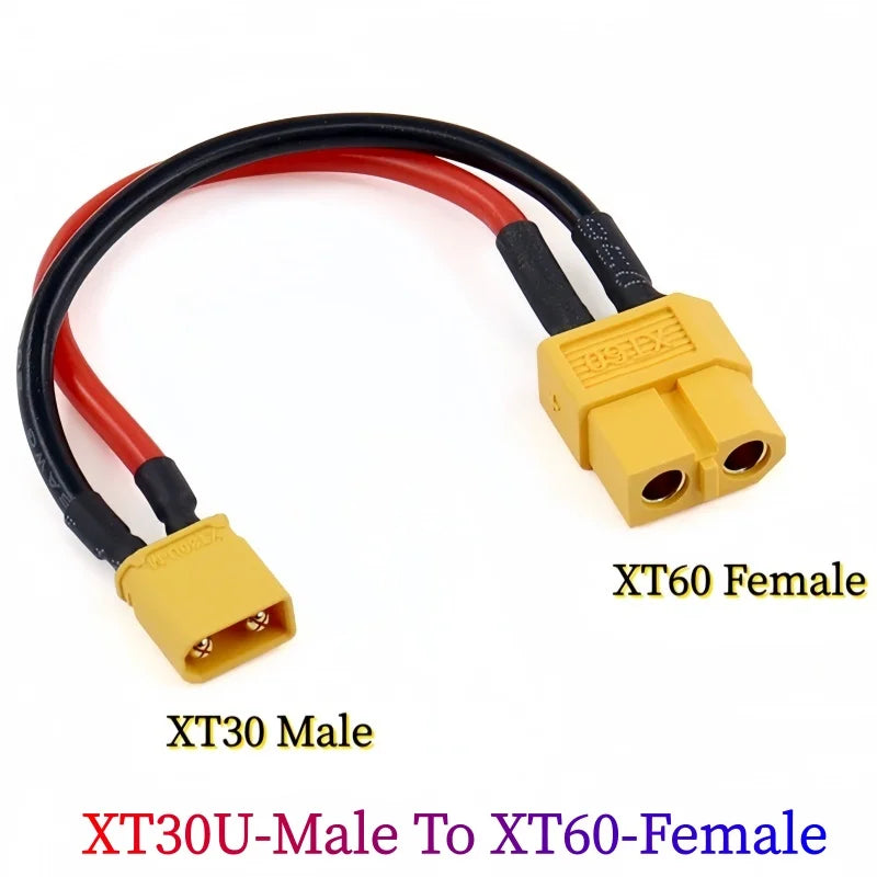 XT30 to XT60 Connection Cable XT60 to XT30U Male-to-Female Adapter Wire 16AWG Silicone Wire Model Aircraft Power Charger