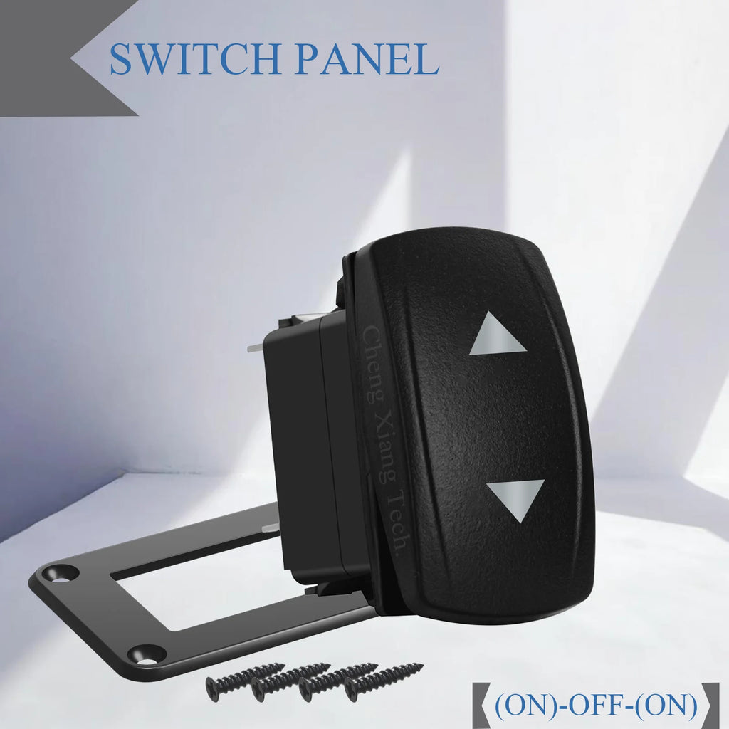 Waterproof 12V/24V 7-Pin DPDT Reverse Polarity Rocker Switch Blue LED Latching/Momentary On-Off-On for DC Linear Actuators Motor