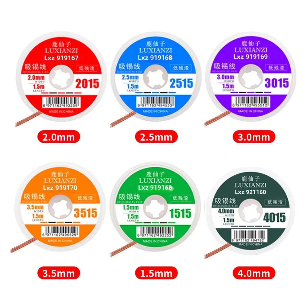 LUXIANZI 1.5M/3M Desoldering Braid Solder Wire Tin Removal Tape Copper Soldering Wick Welding Repair Tool 1.5/2/2.5/3/3.5/4.0mm
