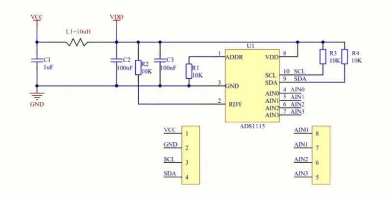 ADS1115 Four 16-bit ADC Module I2C Communication Module ADC Sampling Channel ADS1115 Chip