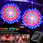 Solar Firework Lights Outdoor  - 90/150/200 LEDs, 8 Modes, Copper Wire Hanging Fairy Lights For Yard, Patio, Tent,Party,Xmas