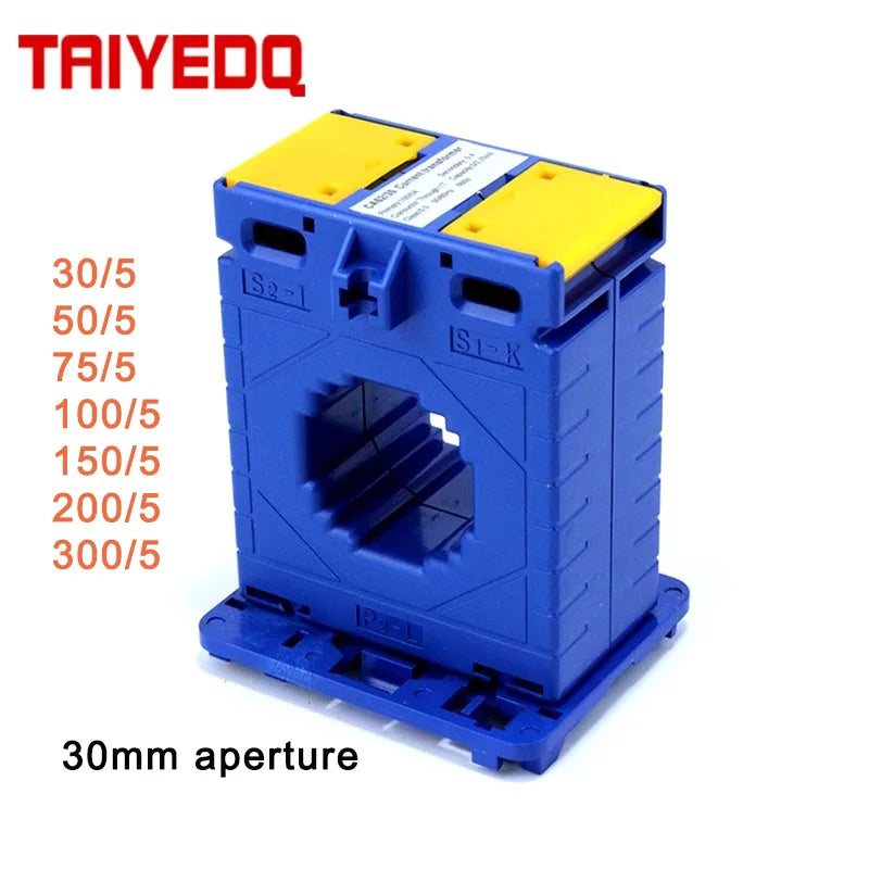 Current Transformer 30mm Aperture Din Rail 50/5 100/5 150/5 200/5 300/5 Copper Coil Blue Shell