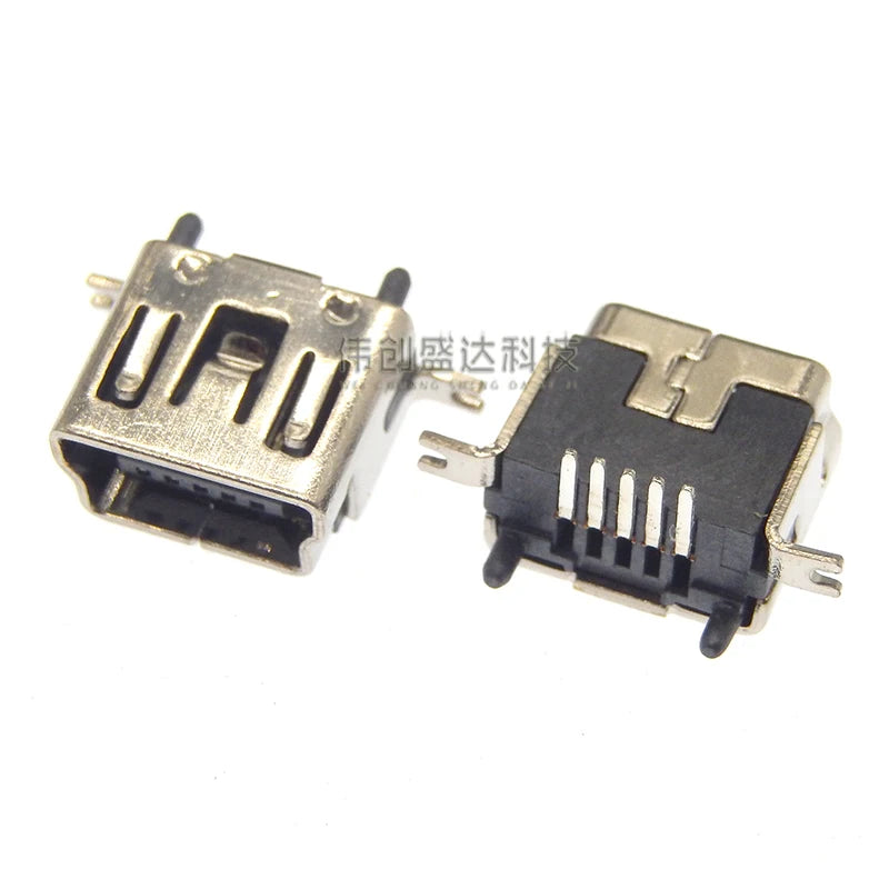 5PCS Mini USB Type B 5 Pin DIP Vertical Leg Female PCB 180 degree Socket Connector V3 Micro USB Short paragraph