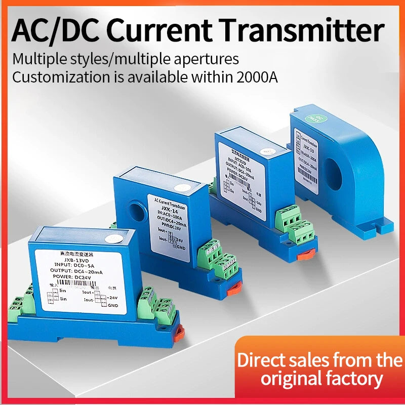 3 Phase Current Transmitter 2A 5A 10A 20A 50A 4-20mA 0-10V 0-5V AC Current Transducer AC Current Sensor
