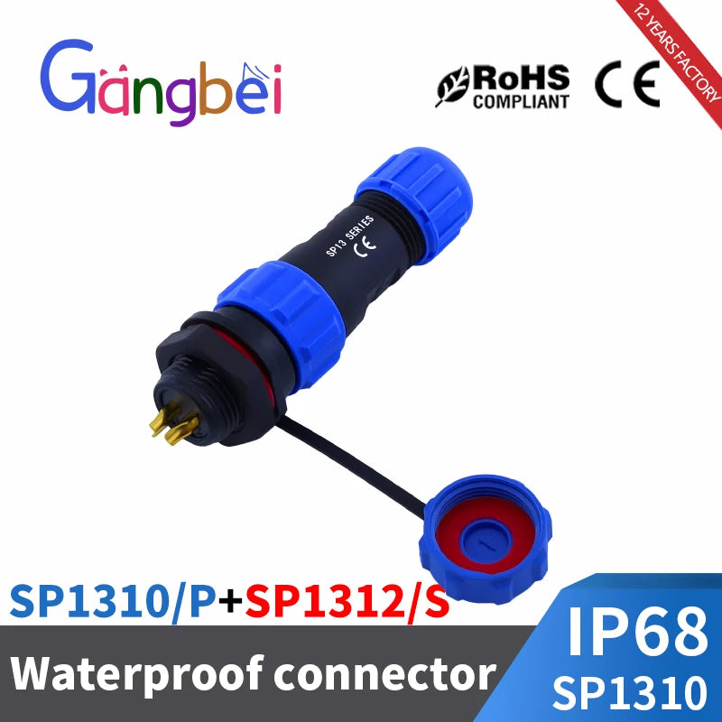 SP13 Waterproof Connector Male Plug & Female Socket Panel Mount Wire Cable Connector Aviation Plug IP68 2/3/4/5/6/7/9 Pin GBDQA