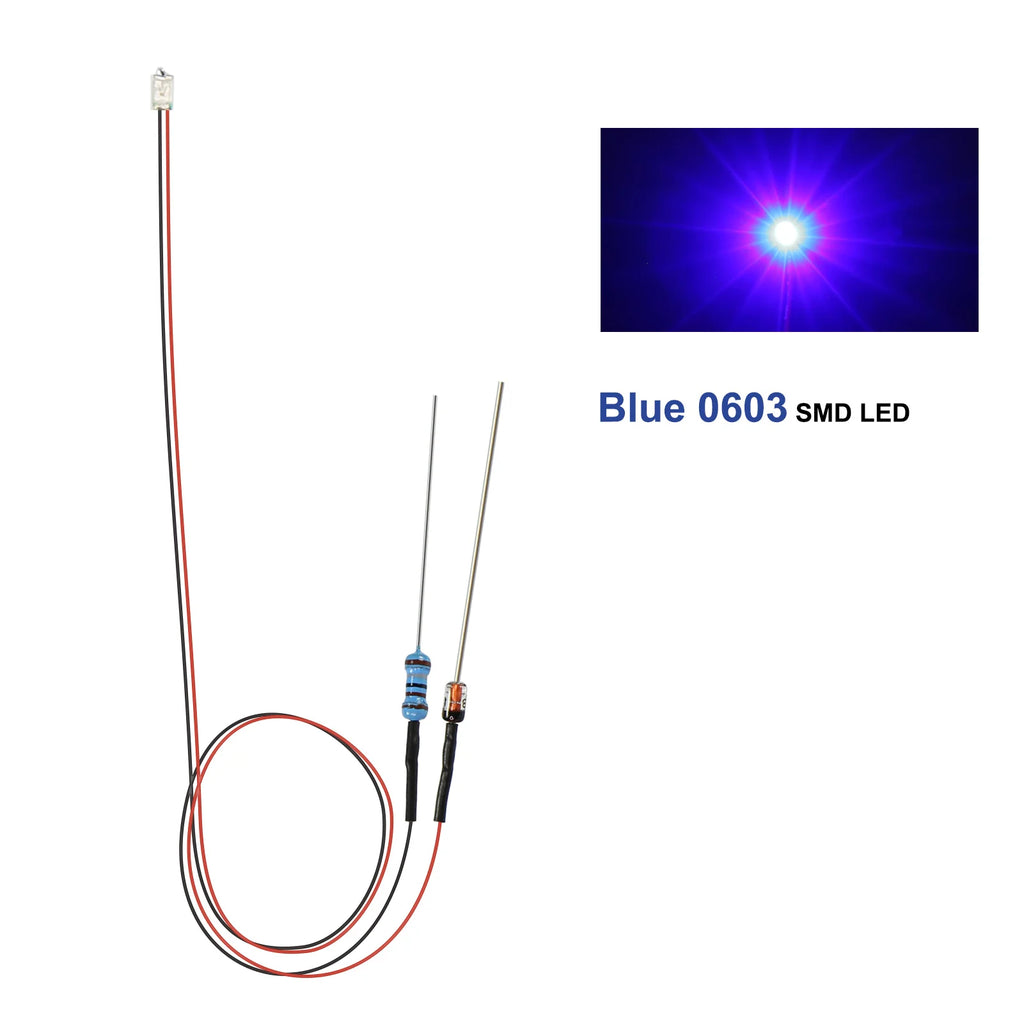 Evemodel 10pcs Pre-wired 0402 0603 0805 SMD LED Lights 50cm Wire with Resistor for 12V AC DC Bright Warm Red Blue Green Yellow