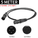 1/2/3/5/10Meters 3-pin Rubber/Iron Signal DMX PowerCon Connect Cable