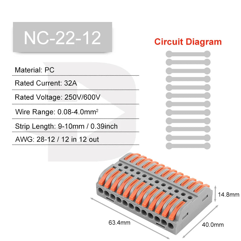 Quick Press Type Electrical Wire Connector Push-in Lever 2-12 Pin Compact Wiring Terminal Universal Splitter Cable Connectors
