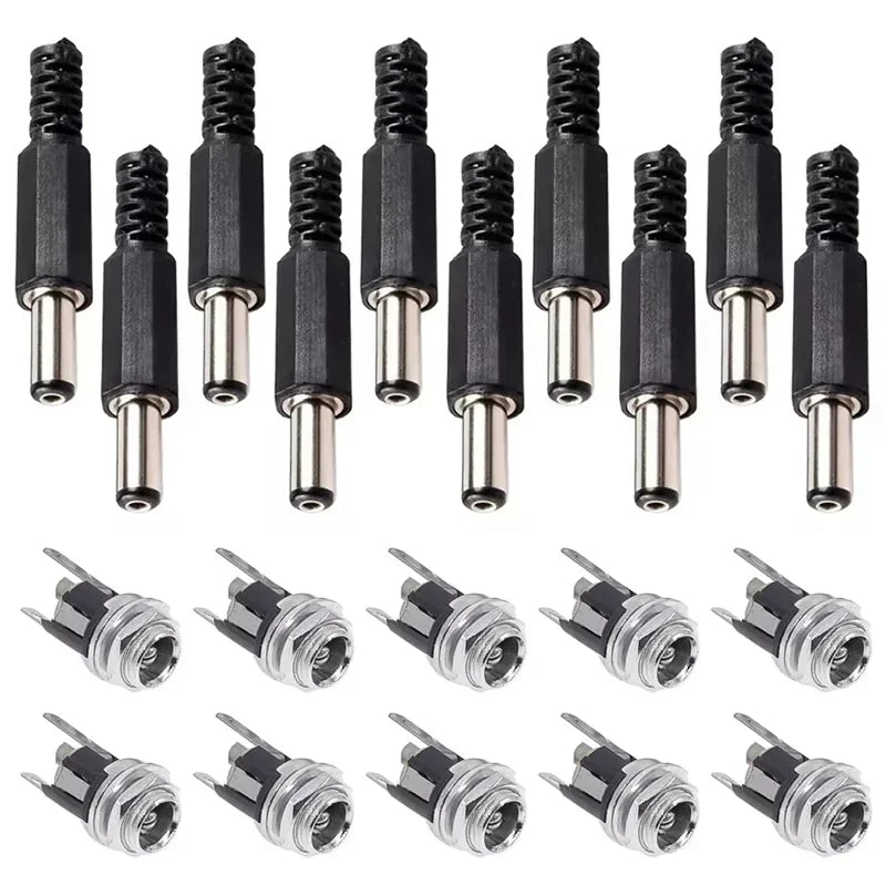 10Pairs DC Power Socket 5.5x2.1mm 5.5*2.5mm Panel Mount DC Power Plug DC Female Jack Connector