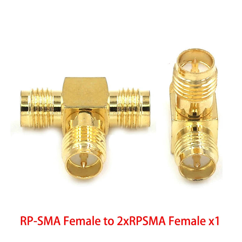1 Piece RP-SMA Female Plug to 2 Dual RP SMA Female Triple T Type RF Adapter RPSMA 3 Way Splitter Coaxial Cable Connector