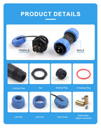 LP/SP21 IP68 Back Nut Screw crimp Panel Mount Connector Outdoor Waterproof 2/3/4/5/6/7 Pin Welding Free Male Plug Female Socket