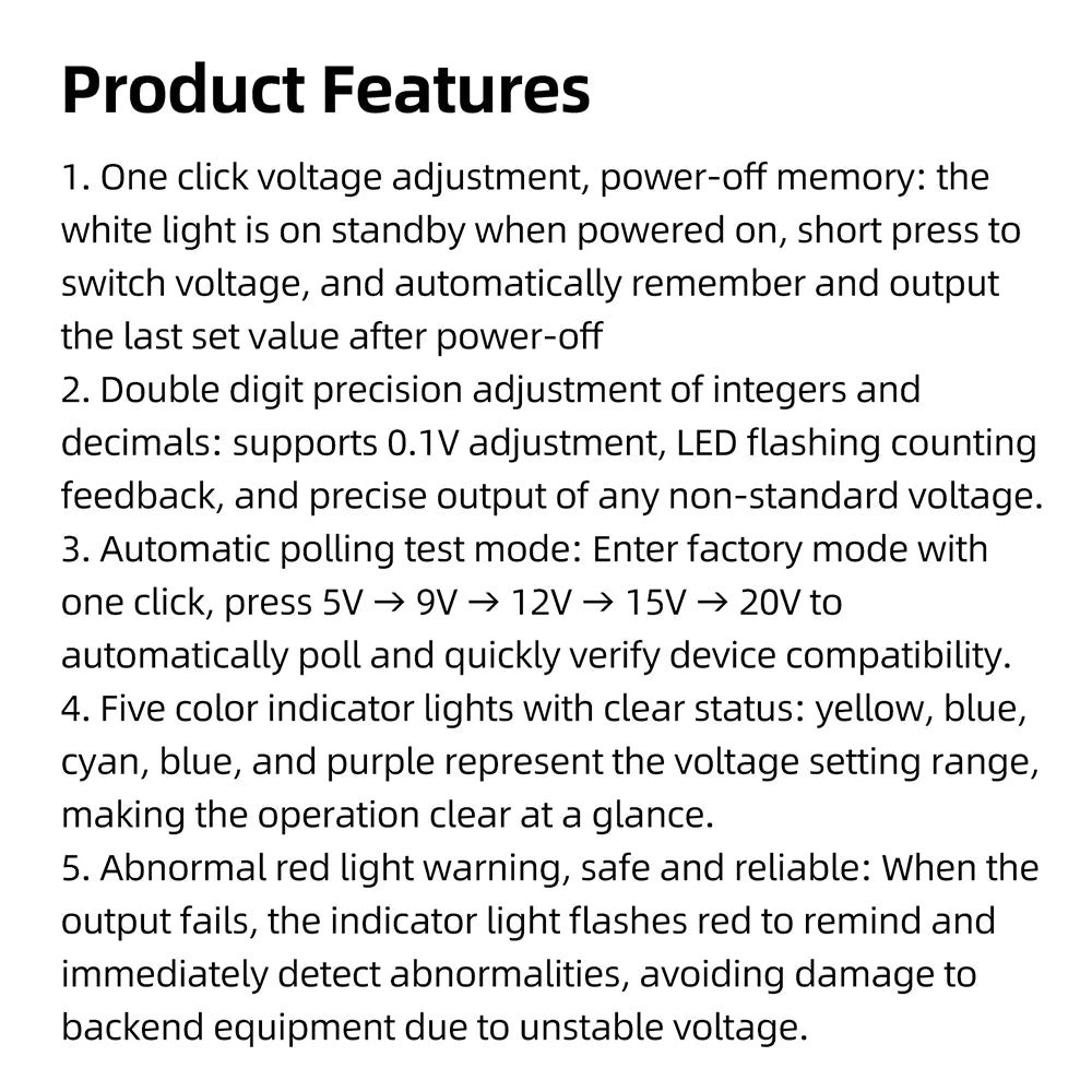 PD QC USB-C Voltage Trigger Module 5–20V Adjustable Voltage Module Supports Integer Decimal Setting Polling Test