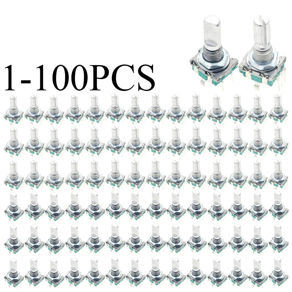 1-100PCS EC11 Rotary Encoder Switch 20 Positions 360 Degree 5Pin Push Button Shaft Length 15mm Plum Bossom Half Shaft