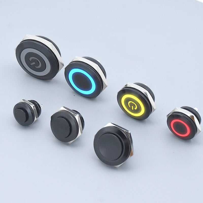12mm 16mm 19mm 22mm Ultra Short Micro Stroke Stainless Steel Push Button Switch with LED Lamp Waterproof Self-reset/Momentary
