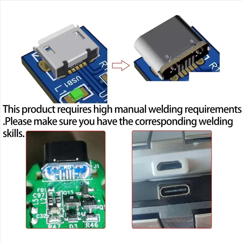 10Pcs USB Connector Type C Female Jack 5Pin SMD SMT Type-C Socket Charging Port for PCB Soldering DIY Repair Adapte