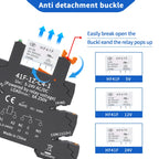 10pcs Slim Relay 5V 12V 24V DIN Rail Mounted Relay Moudle HF 41F SSR 30VDC 250VAC High Frequency Interface Relay With Led 6A