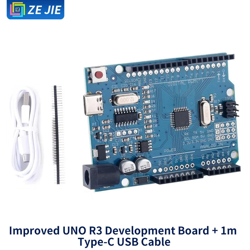 UNO R3 Development Board Kit, Improved Version ATmega328P MCU Module, Compatible with Arduino Nano