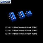 50PCS 5.0MM KF301 2P 3P 4P terminal blocks PCB splicing plug Blue KF301-4P KF301-3P  KF301-2P