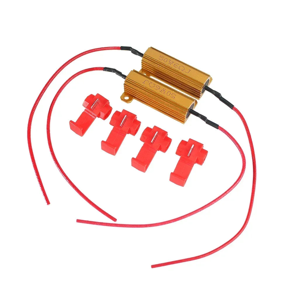 2/4Set 25W 50W Load Resistor 6ohm 8ohm 10ohm For LED Bulb Reverse Light Turn Signal Fog Lam 25w 50w Wirewound Aluminum Resistor