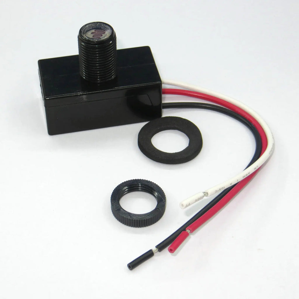24V Automatic Dusk to Dawn Photocell Photo Control Light Sensor Switch for Hardwire Outdoor Lamp Posts, Black