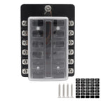 Blade Holder Fuse Box 12/10/8/6 Ways Modified Terminal Block Fuse with LED Warning Light 12V~24V Power Distribution Panel Boat