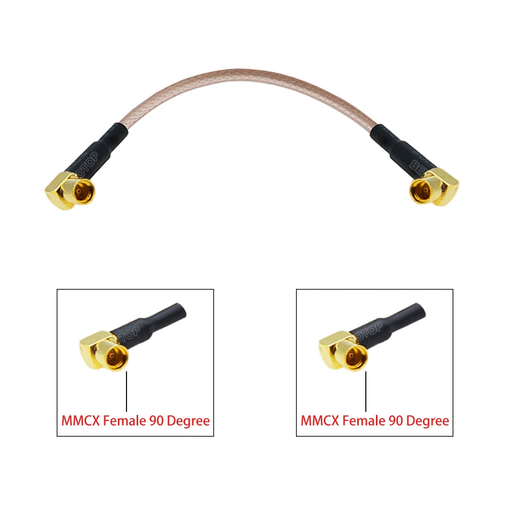 2Pcs/Lot MMCX Male Right Angle to MMCX Female 90 Degree Connector RG316 Cable 50 Ohm RF Coaxial Pigtail Extension Coax Jumper