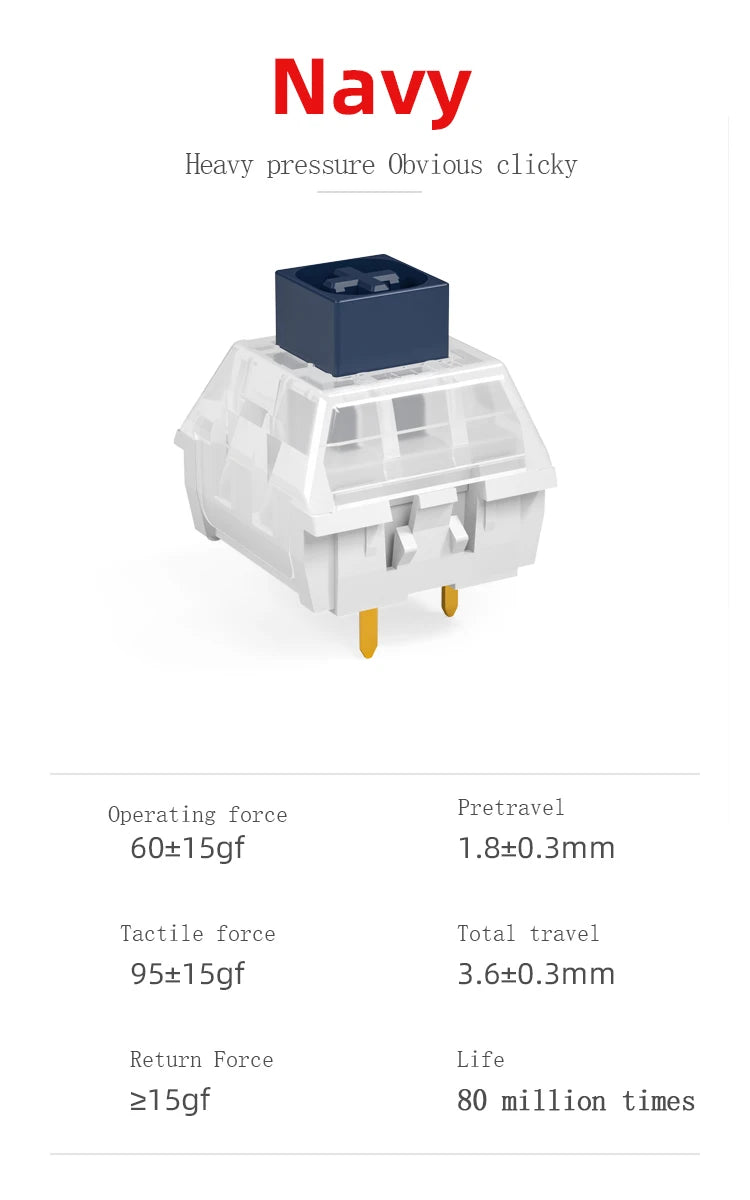 Kailh Box Jade Navy Keyboard Switch Clicky Tactile Switches For DIY Mechanical Keyboard SMD MX 3Pin Switchs Customize Gamer PC
