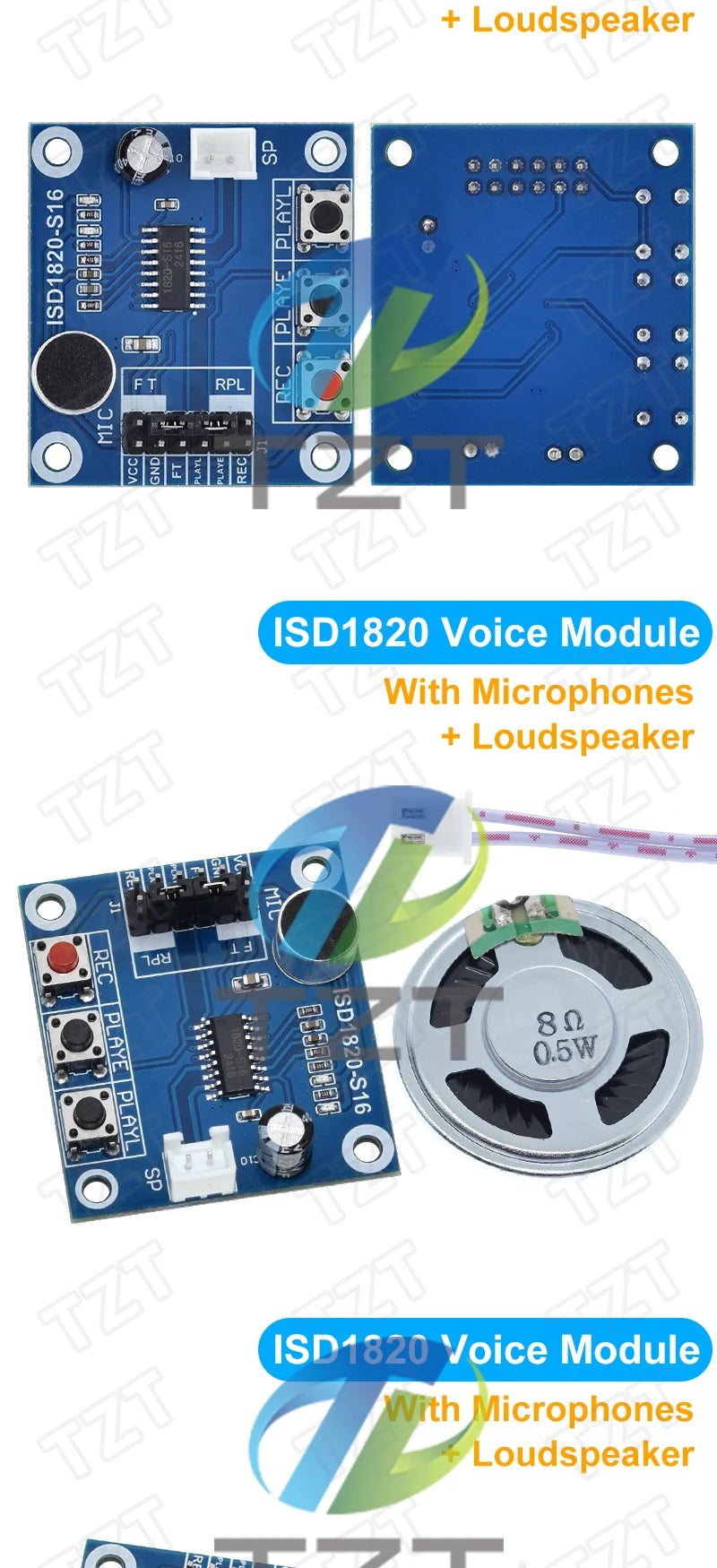 GREATZT ISD1820 recording module voice module the voice board telediphone module board with Microphones + Loudspeaker