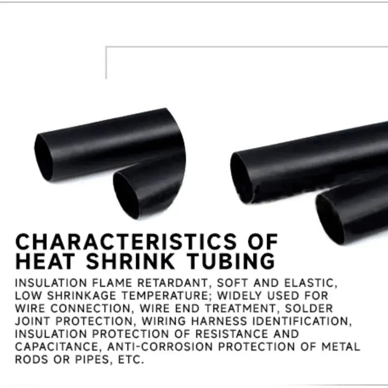1M/5M 4:1 Black Heat Shrink Tube With Glue Thermoretractile Heat Shrinkable Tubing Dual Wall 4 6 8 12 16 18 20 24 32 36 40 52 72