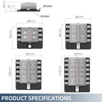 Blade Holder Fuse Box 12/10/8/6 Ways Modified Terminal Block Fuse with LED Warning Light 12V~24V Power Distribution Panel Boat