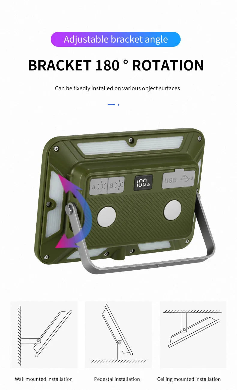 Outdoor Camping Light Super Bright Camping Floodlight Magnetic Rechargeable Led Work Light