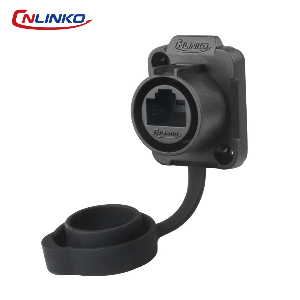 CNLINKO LP20 PBT Plastic IP68 Waterproof RJ45 Cable Signal Connector CAT6 Panel Mount Socket Plug Network Ethernet Interface