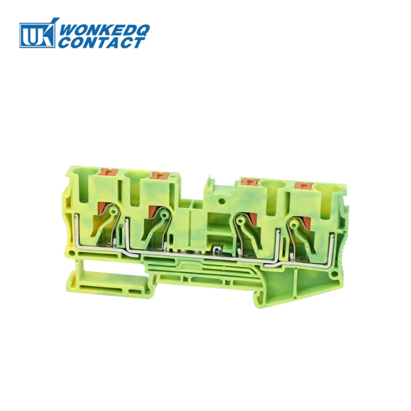 PT6-QU-PE Earthing Terminal Block on Din Rail Ground Electrical 6mm Yellow/Green Wires Connector PT 6-Quattro-PE