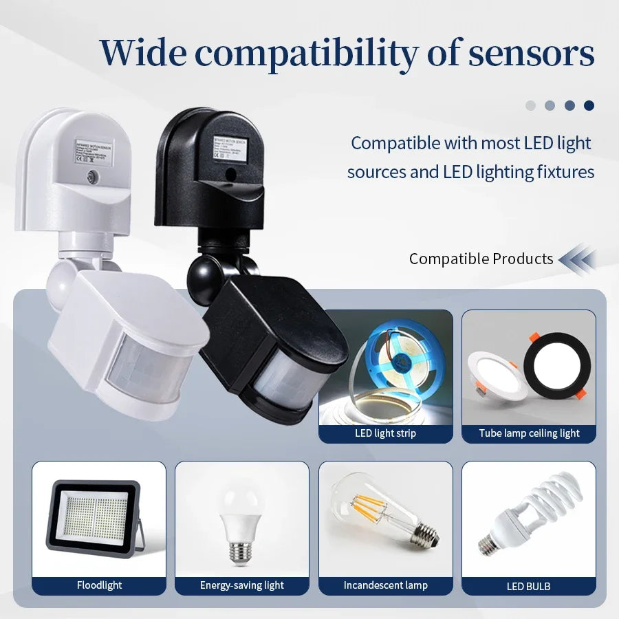 Motion Sensor 220V 110V 12V Automatic Infrared PIR Movement Detector 180° Rotating Outdoor Light Switch Human Presence Sensor